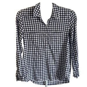 Aerie Women's Navy Blue and White Popover Flannel, Small